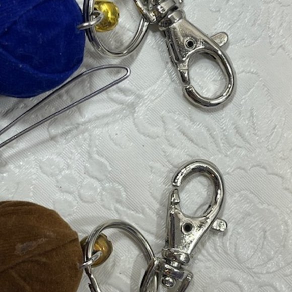 TWO Ninja String Doll Keychain Toys w/Swords Royal Blue/Brown 2.5" x 3" NEW - Picture 6 of 8